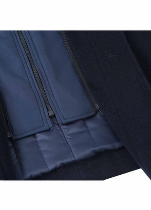 Raphael Solid Navy Wool Blend Short Coat