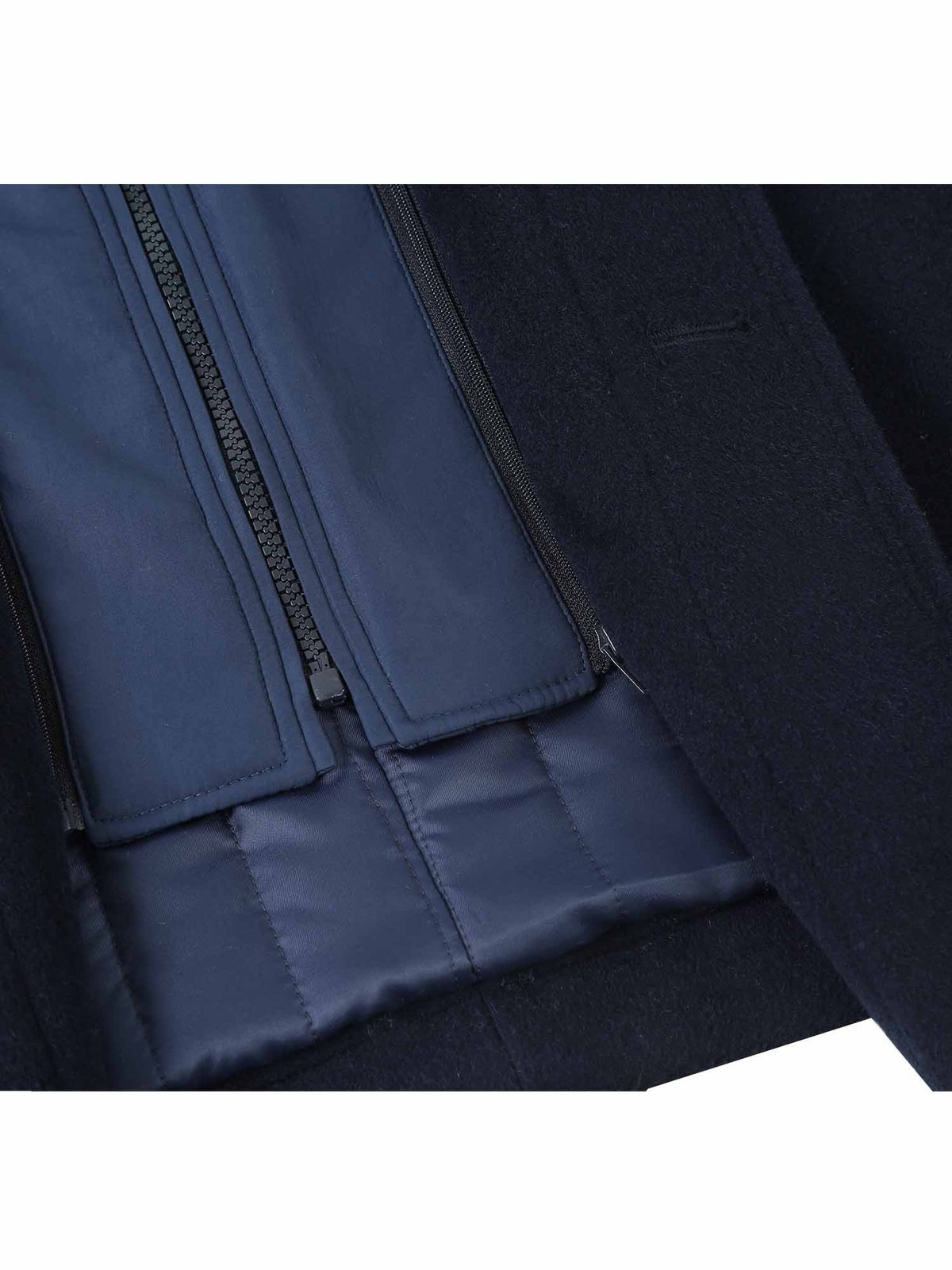 Raphael Solid Navy Wool Blend Short Coat