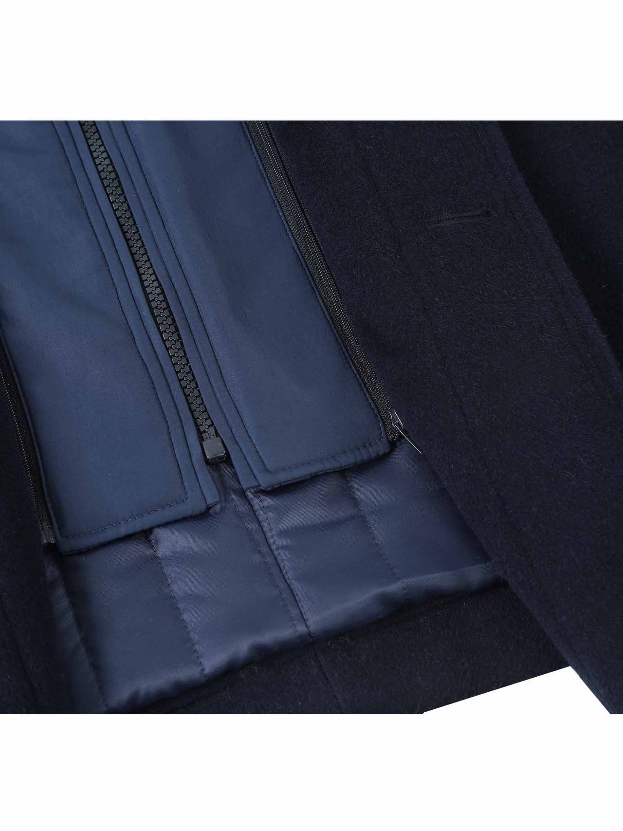 Raphael Solid Navy Wool Blend Short Coat
