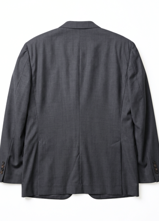 Brunello Cucinelli Mens Charcoal Textured Fully-Canvassed Notch Lapel Slim Fit 3-Button Wool Suit with Ticket Pocket  - 44L