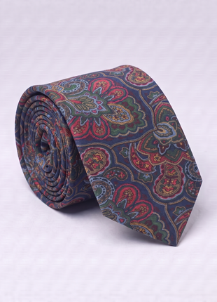 Letteriello Navy Blue with Multicolor Paisley Pattern Italian Silk Neck Tie