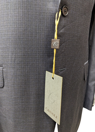 Canali 1934 Mens Charcoal Gray Check 44L Drop 7 100% Wool 2 Button 2 Piece Suit