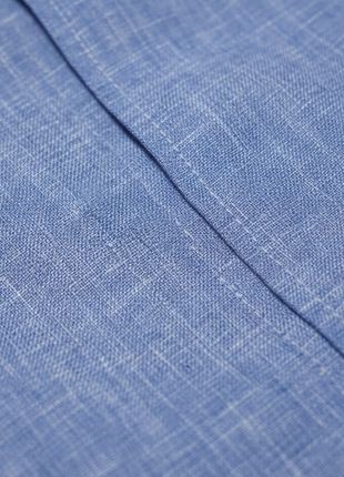 Proper Mens Blue Contemporary Fit Spread Collar 100% Linen Dress Shirt - The Suit Depot