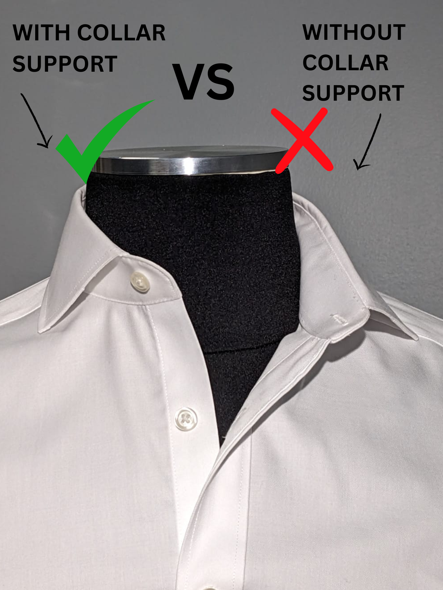 Dress shirt collar clearance support