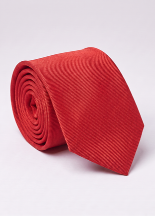 Letteriello Bright Red Fine Ribbed Weave Italian Silk Neck Tie