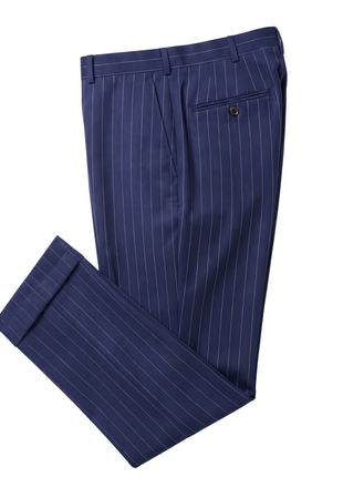 Atica Navy Pinstripe Classic Fit Peak Lapel Half-Canvassed 2 Button Wool Suit