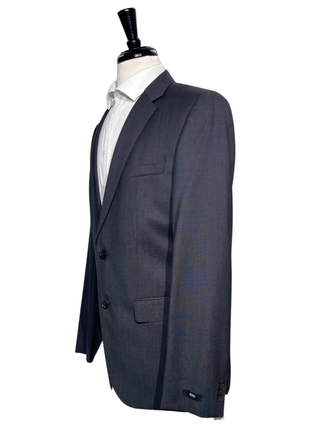Hugo Boss Textured Charcoal Gray Notch Lapel Classic Fit Wool 2-Button Suit 40L - The Suit Depot
