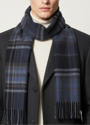 Tovaglia Mens Plaid Cashmere Fringe Scarf