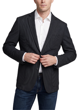 Bergamo Black Technical Weave Slim Fit 4-Way Stretch Air Blazer
