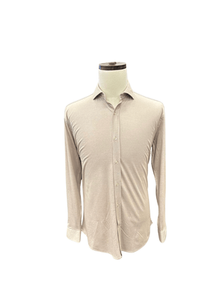 Enzo Liberti Mens Beige Modern Fit 100% Cotton Jersey Dress Shirt