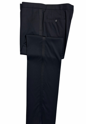 Hugo Boss Solid Black With Satin Notch Lapel Modern Fit Super 100’s Wool 2-Button Tuxedo 42L - The Suit Depot