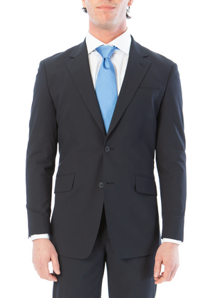 Raphael Mens Solid Navy Blue Slim Fit Stretch 2 Button Blazer Sportcoat
