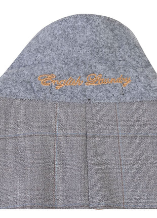 English Laundry Grey Windowpane Plaid Slim Fit Notch Lapel 2 Button Wool Suit