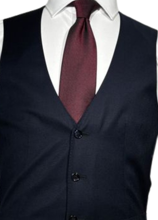 Corneliani Mens Solid Navy Fully-Canvassed Notch Lapels Classic Fit 3-Piece Wool Suit - 38R - The Suit Depot