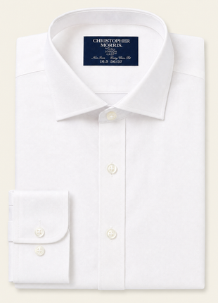 Mens Solid White Extra Slim Fit Spread Collar Non Iron Cotton Dress Shirt