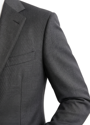 Baroni Couture Mens Charcoal Textured Half Canvassed Notch Lapel Classic Fit 2-Button Wool Suit  - 50R
