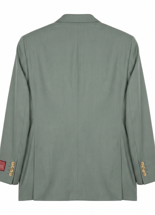 Mazara Mens Sage Green Classic Fit Notch Lapels Patch Pockets Wool Stretch 2-Button Suit