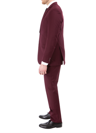 Raphael Mens Solid Burgundy Slim Fit Suit