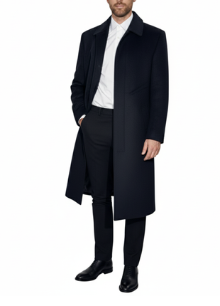 The Montreal Collection Regent Black Down-Insulated Wool Topcoat - The Suit Depot