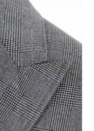 Tovaglia Mens Black & White Glen Plaid Classic Fit Peak Lapel Wool 2-Button Suit
