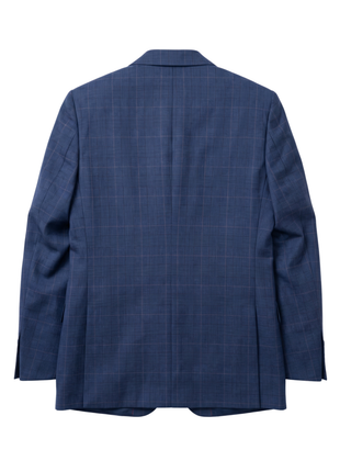 Sartoria Mazara Blue Plaid Windowpane Slim Fit Notch Lapel Wool 2-Button Suit