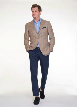 Sartoria Partenopea Italy 40R 50 Light Brown Glen Plaid Canvassed Wool Sportcoat