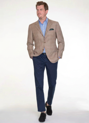 Sartoria Partenopea Italy 40R 50 Light Brown Glen Plaid Canvassed Wool Sportcoat