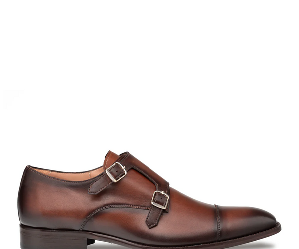 Mezlan Mens Chocolate Brown Cap Toe Double Monk Strap  display picture 1