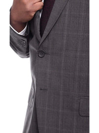 Thumbnail for Napoli Classic Fit Gray Plaid Two Button Half Canvassed Wool Suit