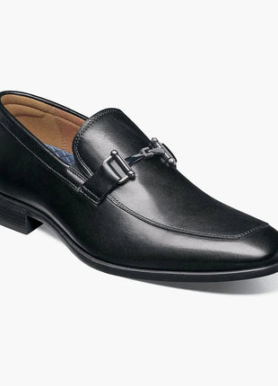 Florsheim Mens Black Slip-On Moc Toe Bit Loafer Dress Shoes