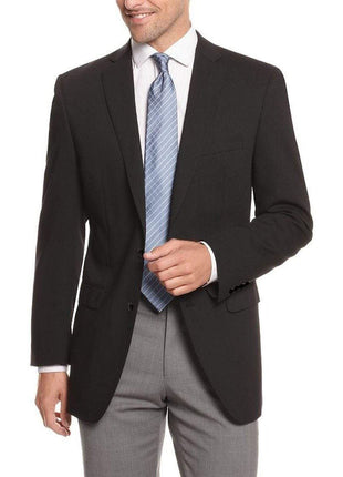 Mens Classic Fit Solid Black Two Button Super 140's Wool Blazer Suit Jacket