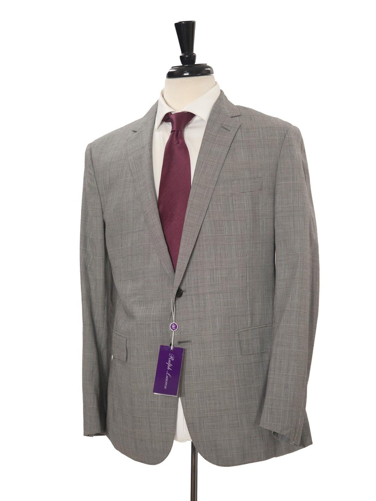 Ralph Lauren Purple Label Mens 42R Drop 7 Gray Glenplaid Modern Fit 2 Piece Suit