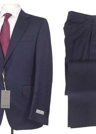Canali Mens Navy Blue Classic Fit 46R Drop 7 100% Wool 2 Piece Suit