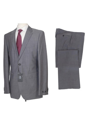Hugo Boss Mens Gray Striped 100% Wool Slim Fit 2 Piece Suit