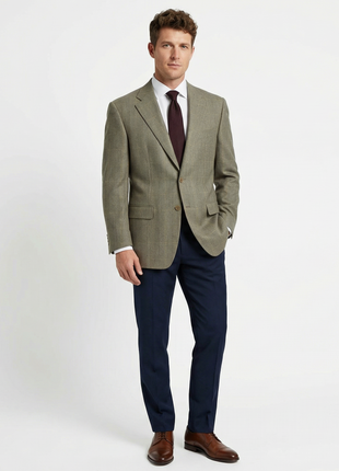 Sartoria Partenopea Men's Beige Windowpane 3-Roll-2 Sportcoat 44R
