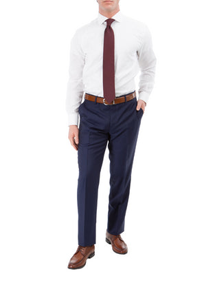 Sartoria Mazara Mens Navy Blue Slim Fit Wool Silk 2 Piece Suit