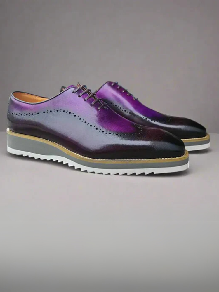 Carrucci Mens Purple Two Tone Lace-up Oxford Leather Dress Shoes The Suit Depot Carrucci Mens Purple Two Tone Lace-up Oxford Leather Dress Shoes The Suit Depot