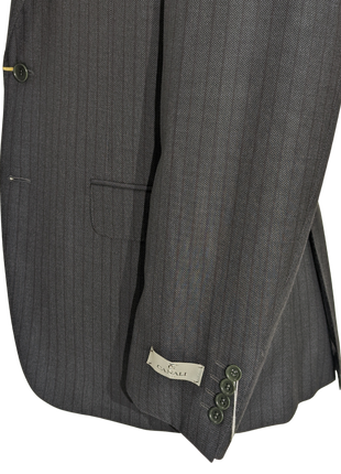Canali Men's Charcoal Gray Burgundy Pinstripe 100% Wool Suit 40R