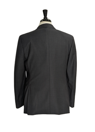 Canali Men's Charcoal Gray Burgundy Pinstripe 100% Wool Suit 40R