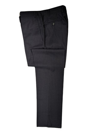 Canali Men's Charcoal Gray Burgundy Pinstripe 100% Wool Suit 40R