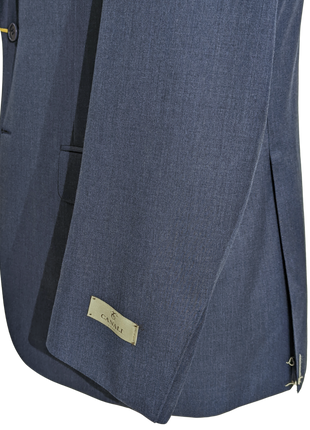 Canali Men's Denim Blue Solid 100% Wool Suit 40R