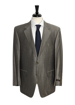 Canali Men's Gray Pinstripe Silk Wool Suit 44R