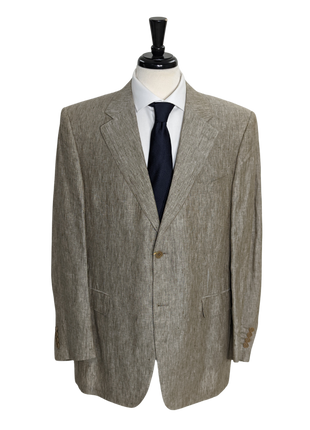 Canali Men's Taupe 100% Linen 2 Button Suit 46R