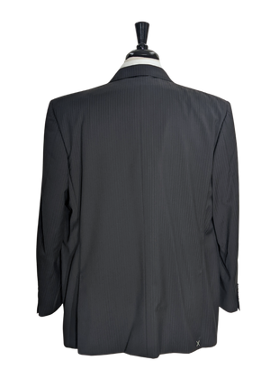 Canali Men's Black Striped 100% Wool 3-Button Portly Suit 46S