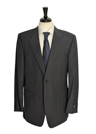 Canali Men's Black Pinstriped 100% Wool Suit 44L