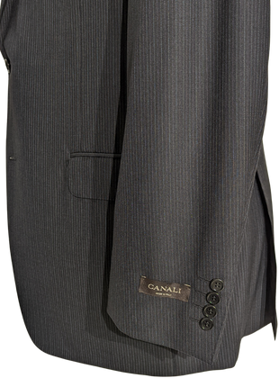 Canali Men's Black Pinstriped 100% Wool Suit 44L