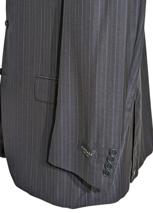 Canali Men's Navy Pinstriped 100% 3-Button Wool Suit 48L