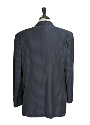 Canali Men's Navy Pinstriped 100% 3-Button Wool Suit 48L