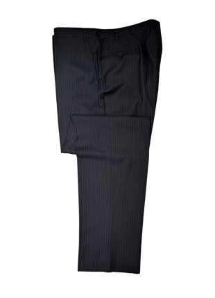 Canali Men's Navy Pinstriped 100% 3-Button Wool Suit 48L