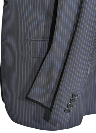 Canali Men's Navy Pinstriped 100% 3-Button Wool Suit 48L